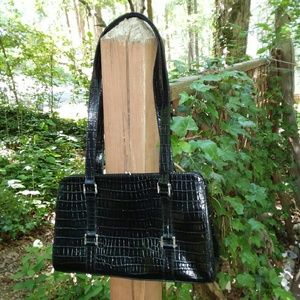 Etienne Aigner Black Embossed Leather Bag